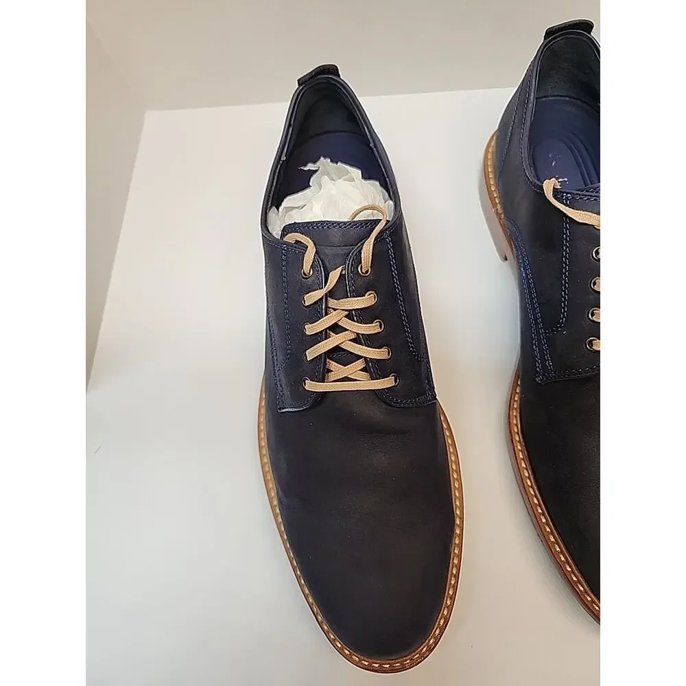 Cole Haan Tyler Grand Plain Ox Shoes Mens 12M Marine Blue Wax C25105